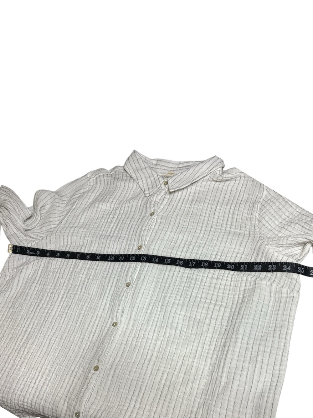 Eileen Fisher Organic Cotton Gauze Striped Shirt white stripe 2X - Picture 10 of 11